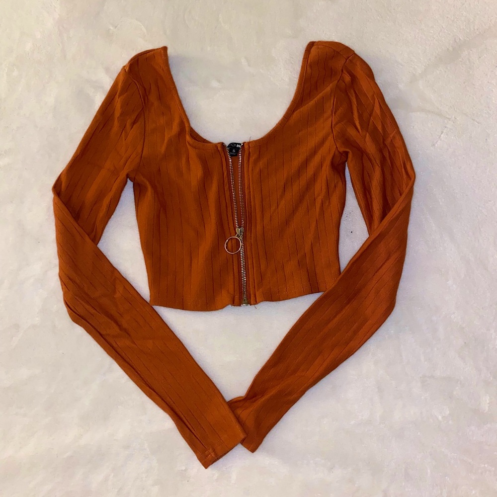 Fashion Nova Long Sleeve Cognac Top - Picture 3 of 5